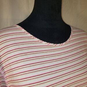 Women's Pink Striped Long Sleeve Nightgown